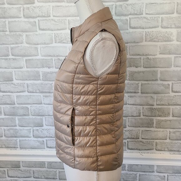 MNG Packable Puffer Vest NWOT Warm Cozy Tan XS Women - Picture 2 of 8
